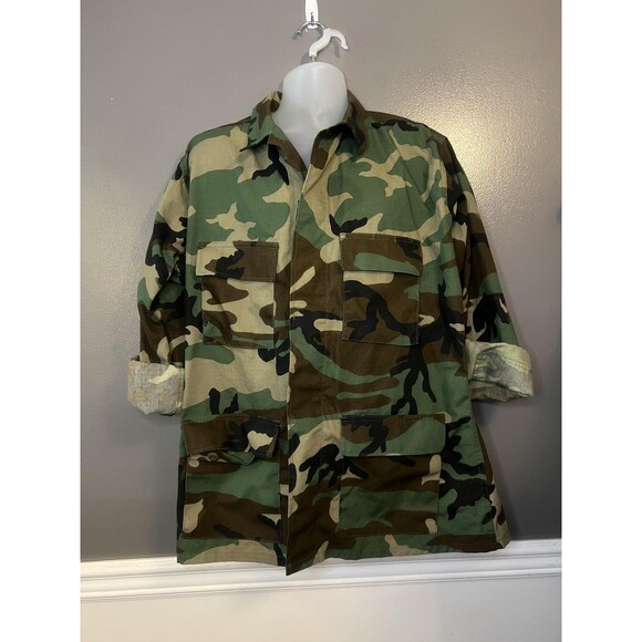 Propper Jacket Mens Large Long Woodland Camo BDU Coat Field Battle Rip Ripstop - Picture 1 of 8